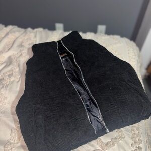 Black Corduroy Vest with Zipper